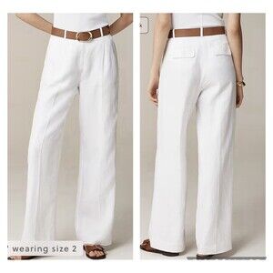 Madewell Tall Wide Leg Essential Pant Linen Sz 14 White Old Money Minimalist